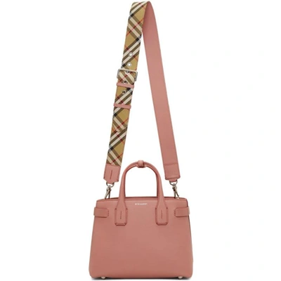 Shop Burberry Pink Small Banner Structured Tote In Dusty Rose