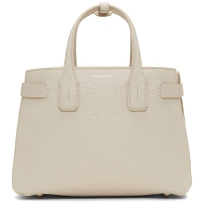 Shop Burberry Grey Small Banner Structured Tote In Limestone