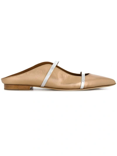 Malone Souliers Maureen Metallic Leather Point-toe Flats In Gold | ModeSens