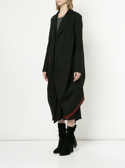 Shop Uma Wang Stripe Trim Coat - Black