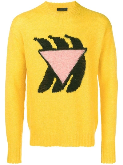 Shop Prada Banana Intarsia Knit Sweater In Yellow & Orange