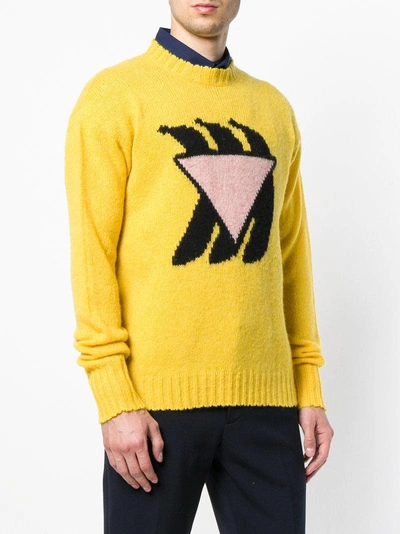 Shop Prada Banana Intarsia Knit Sweater In Yellow & Orange