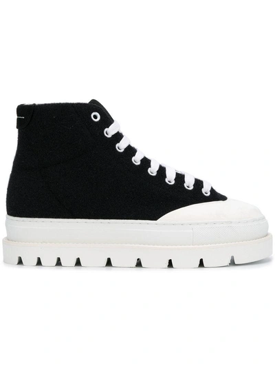 Shop Mm6 Maison Margiela Platform Sole Mid Sneakers - Black