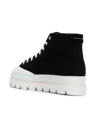 Shop Mm6 Maison Margiela Platform Sole Mid Sneakers - Black