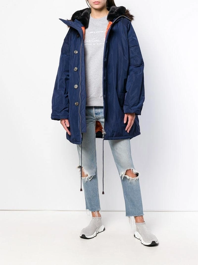 hooded button parka