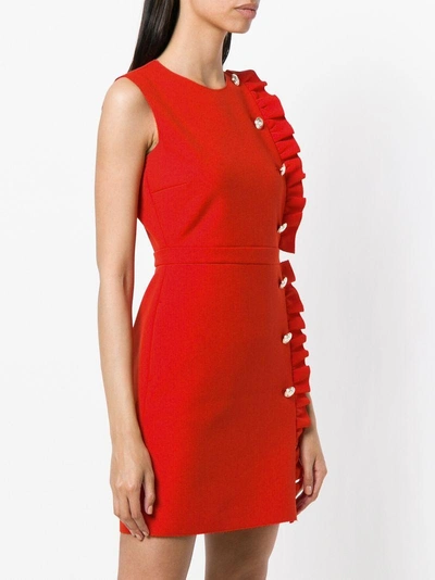 Shop Msgm Ruffled Sleeveless Dress In Red