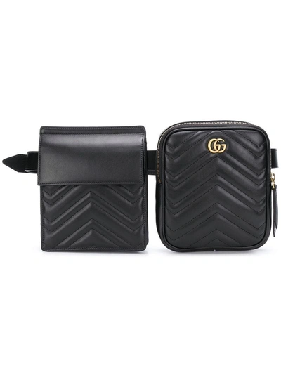 GUCCI GUCCI MARMONT LOGO BELT BAG - BLACK 