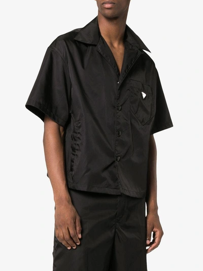 Shop Prada Open Collar Shirt - Black