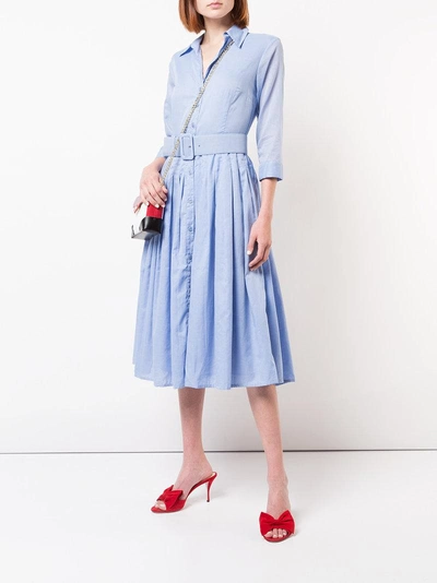 Shop Samantha Sung Monotonous Flared Dress - Blue