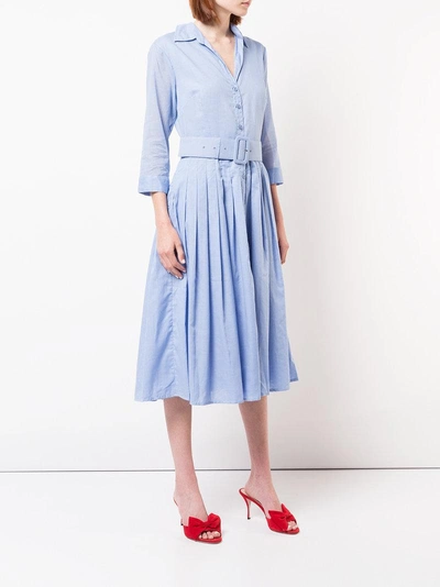 Shop Samantha Sung Monotonous Flared Dress - Blue