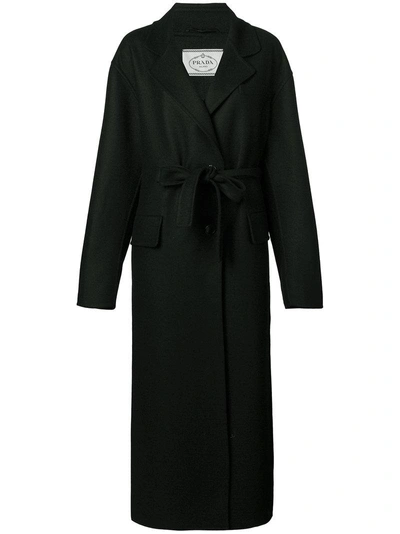 Shop Prada Long Belted Robe - Black