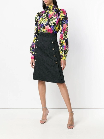 Shop Dolce & Gabbana Embellished Jacquard Skirt - Black