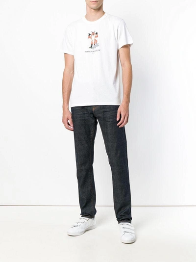 Shop Maison Kitsuné Pixel Logo Print T-shirt - White