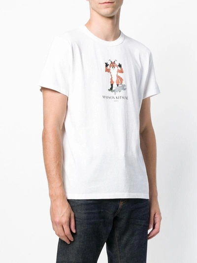 Shop Maison Kitsuné Pixel Logo Print T-shirt - White