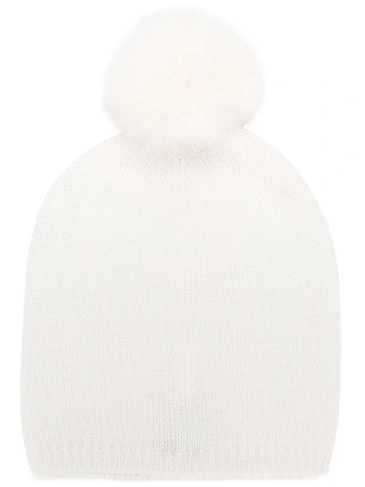 Shop Max Mara Pom Pom Knitted Hat - White