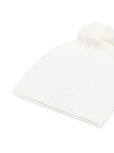 Shop Max Mara Pom Pom Knitted Hat - White