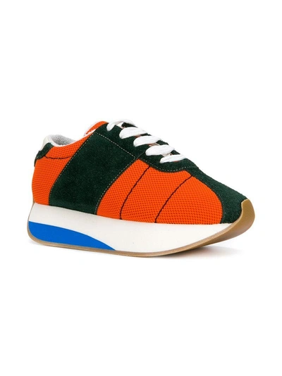 Shop Marni Colour Block Sneakers - Orange