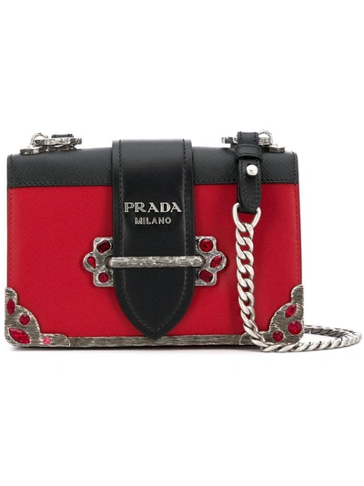 Shop Prada Small Cahier Bag - Red