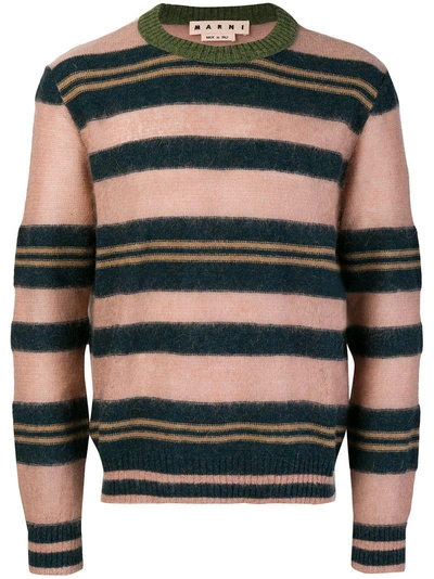 Shop Marni Striped Sweater In Blue