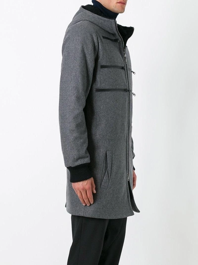Shop Letasca Zip Detail Hooded Coat - Grey