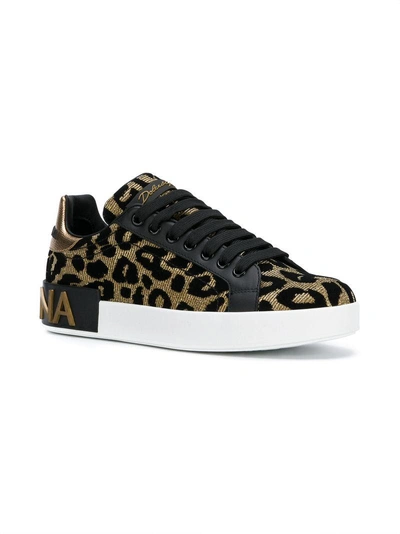 Shop Dolce & Gabbana Leopard Print Sneakers In Black