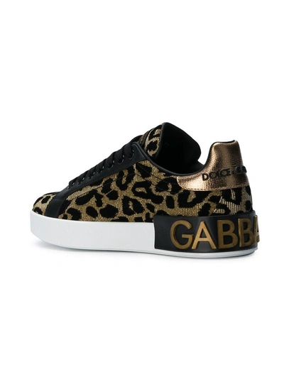 Shop Dolce & Gabbana Leopard Print Sneakers In Black