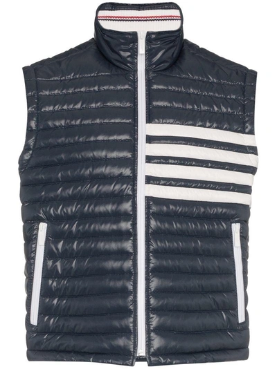 Shop Thom Browne Sleeveless Stripe Gilet Vest - Blue