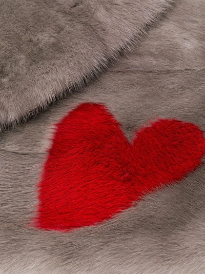 Shop Simonetta Ravizza Heart Detail Collar Scarf In Grey