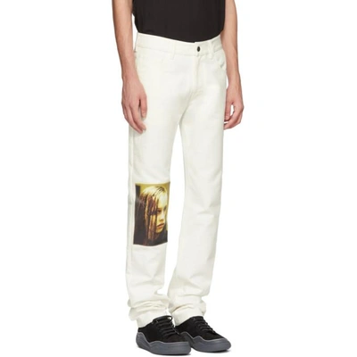 Shop Raf Simons White Christiane F. Wet Hair Patch Regular Jeans In 00018 Cream