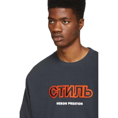 Shop Heron Preston Black Style T-shirt In Dkblue/oran