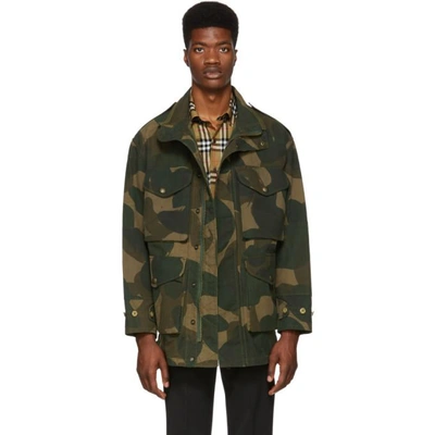 Shop Burberry Khaki Camo Field Exbury Jacket