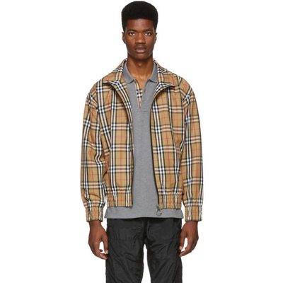 Shop Burberry Yellow Vintage Check Lightweight Jacket In Antiqylw