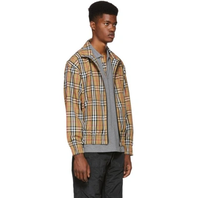 Shop Burberry Yellow Vintage Check Lightweight Jacket In Antiqylw