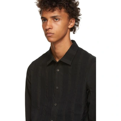 Shop Ziggy Chen Black Vertical Stripe Shirt In 04