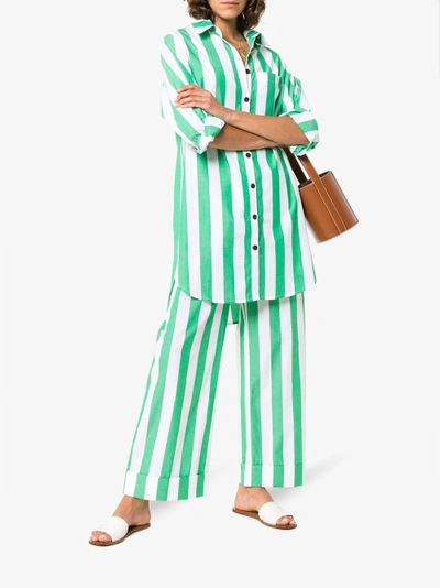 Shop Mara Hoffman Bennet Stripe Print Cotton Shirt In Green