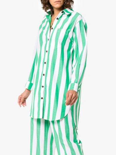 Shop Mara Hoffman Bennet Stripe Print Cotton Shirt In Green