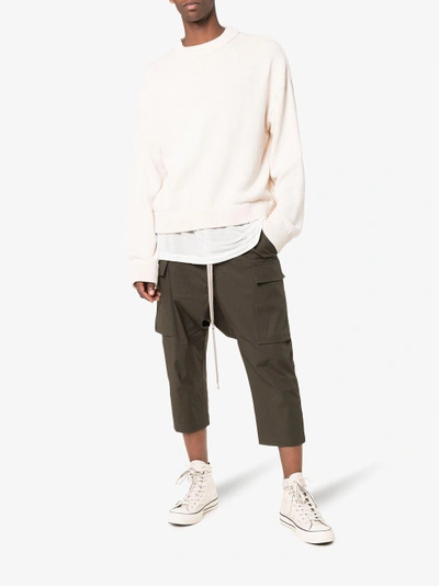 Shop Rick Owens Drawstring Cropped Trousers In Grey