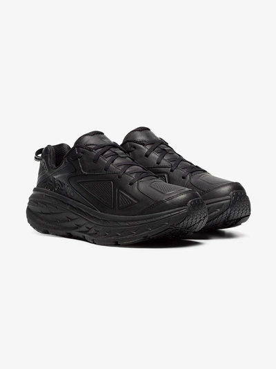 Shop Hoka One One Bondi Leather Sneakers In Black