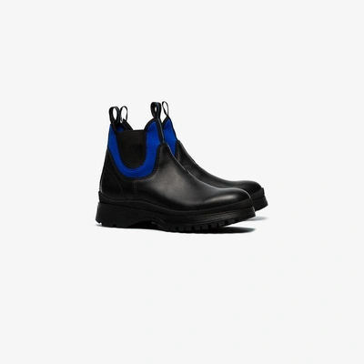 Shop Prada Black Leather Slip On Brixxen High Top Boots