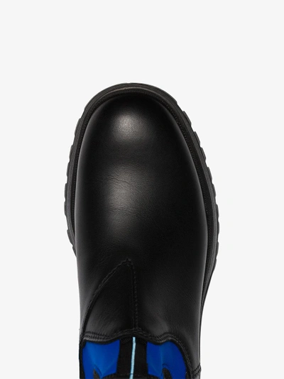 Shop Prada Black Leather Slip On Brixxen High Top Boots