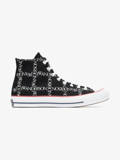 Shop Converse X Jw Anderson Black Logo Print Sneakers
