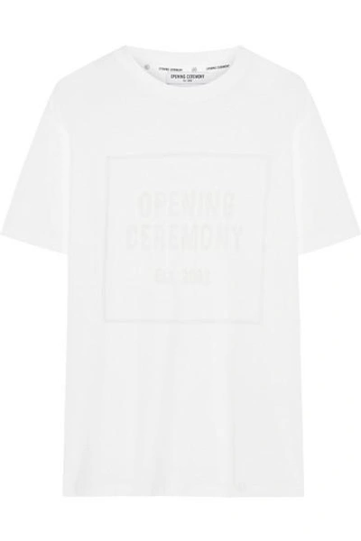 Shop Opening Ceremony Burnout Cotton-blend Jersey T-shirt In White