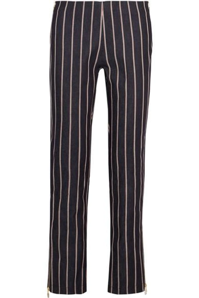 MAGGIE MARILYN LOYAL COMPANION MID-RISE STRIPED STRAIGHT-LEG JEANS 