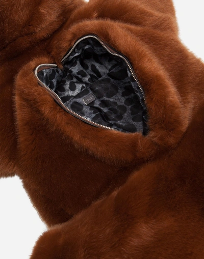 Shop Dolce & Gabbana Backpack In Faux Fur In Brown