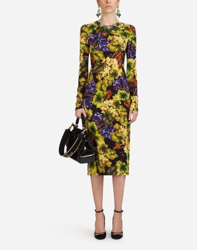 Shop Dolce & Gabbana Printed Cady Dress In Multi-colored