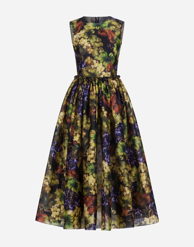 Shop Dolce & Gabbana Printed Silk Dress In Multi-colored