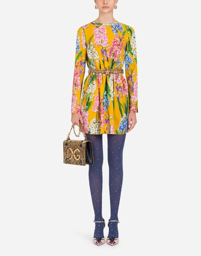 Shop Dolce & Gabbana Printed Cady Dress In Floral Print