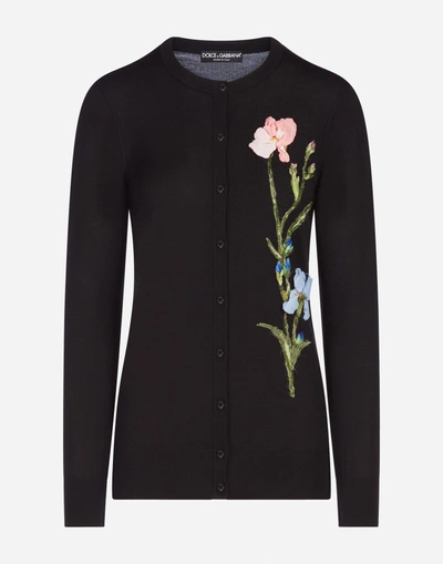 Shop Dolce & Gabbana Wool Cardigan In Black