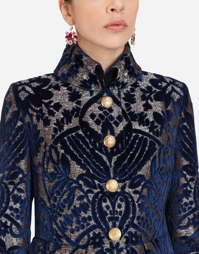 Shop Dolce & Gabbana Jacquard Velvet Coat