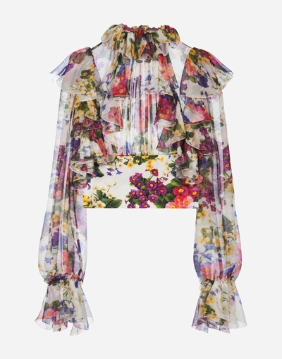 Shop Dolce & Gabbana Blouse In Printed Silk In Floral Print